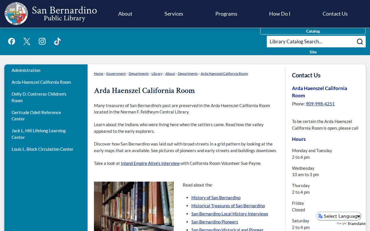 San Bernardino residents directory California Room library resources