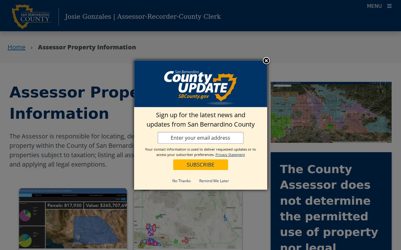 San Bernardino residents directory ARC property information entry point