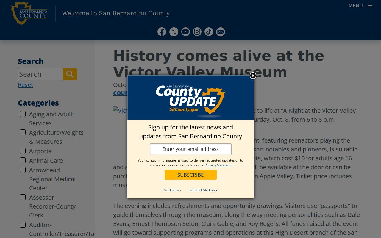 San Bernardino previous residents county history