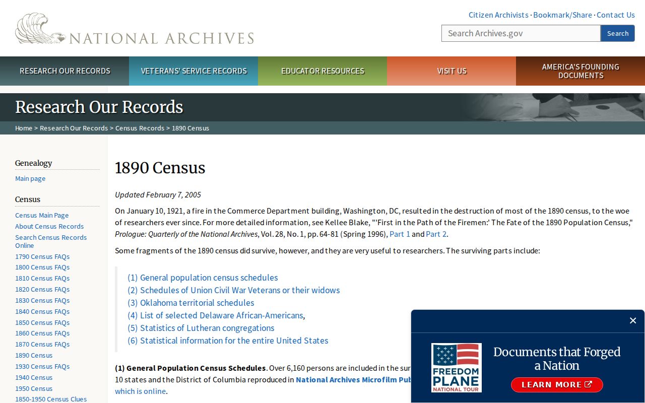 San Bernardino previous residents 1890 census loss guidance