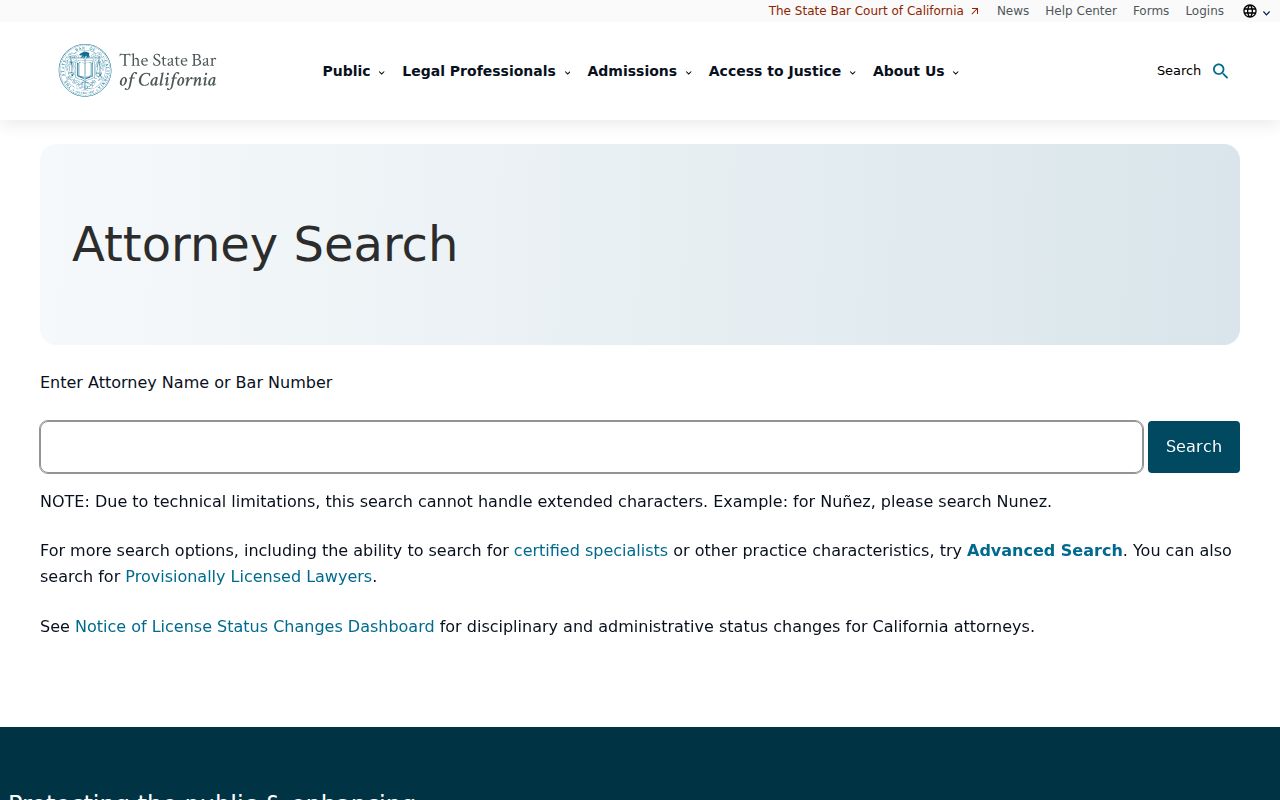 San Bernardino resident lookup showing California State Bar license search